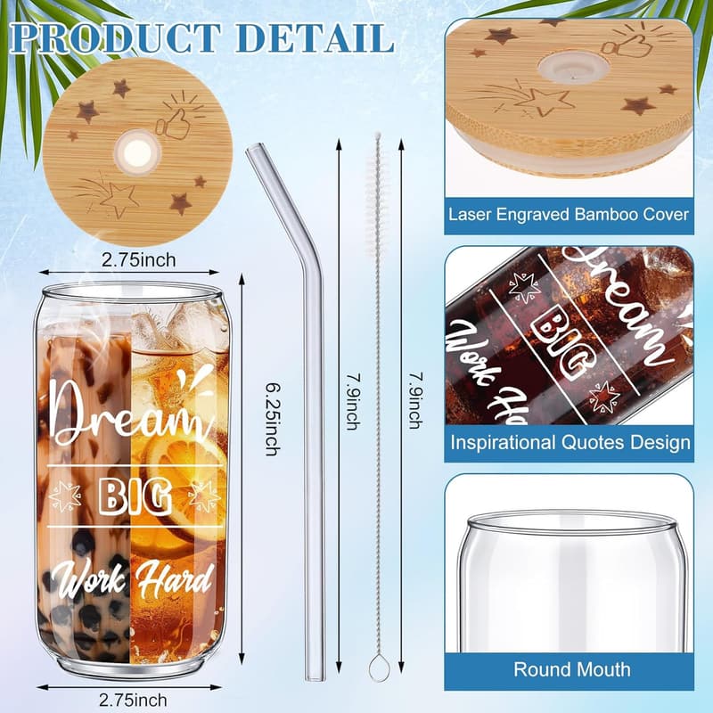 Employee Appreciation Gifts: 8 Can-Shaped Beer Glasses with Lids