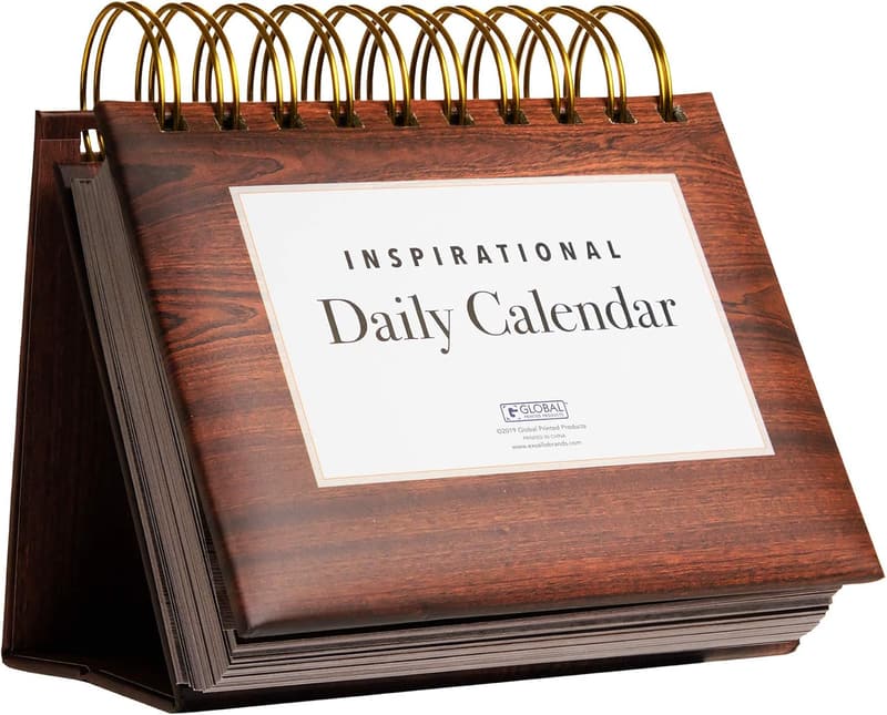 Motivational Wooden Perpetual Flip Calendar for Daily Inspiration