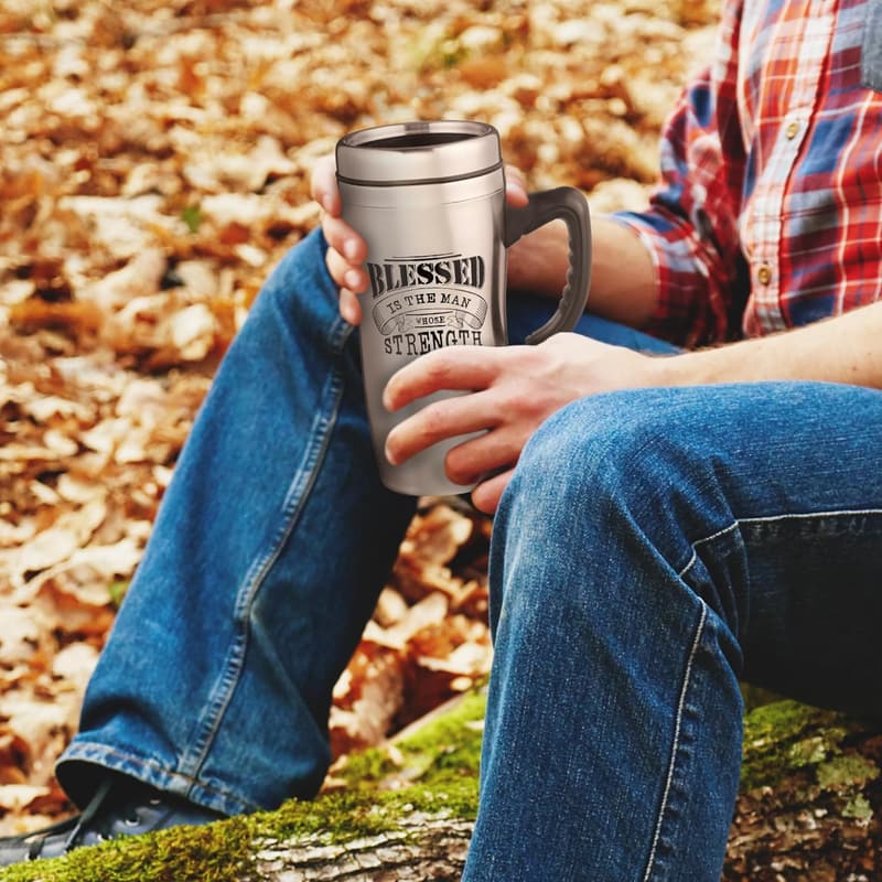 Blessed Is The Man Travel Mug - 16 oz Stainless Steel, Insulated
