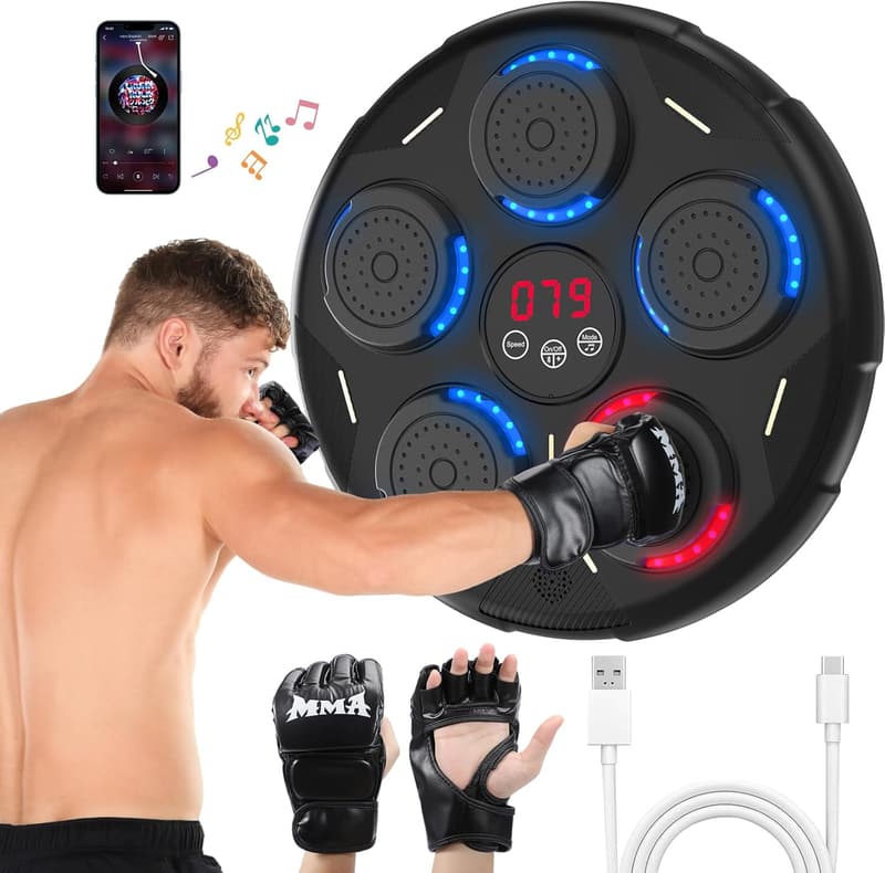Bluetooth Boxing Music Machine with Gloves - Wall Mounted Workout Equipment