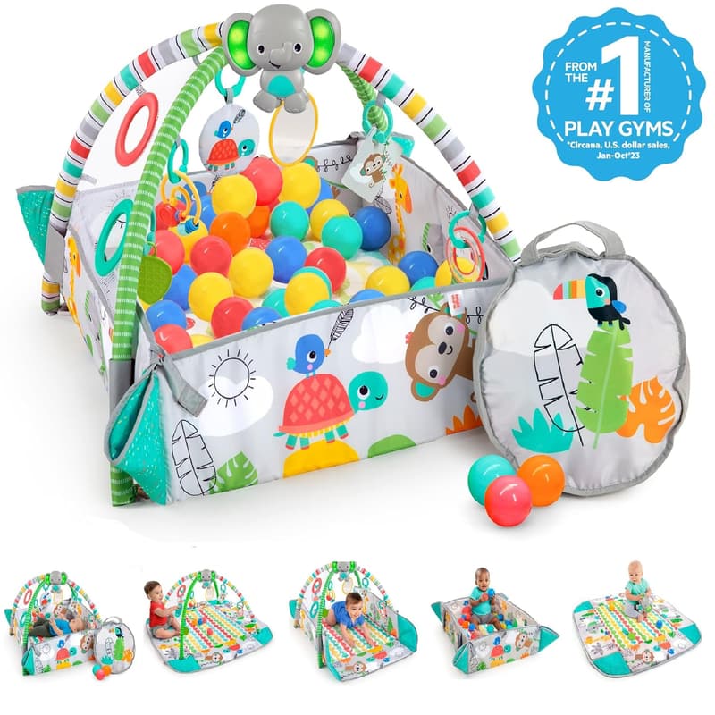 5-in-1 Jumbo Play Mat & Ball Pit Gym - Totally Tropical