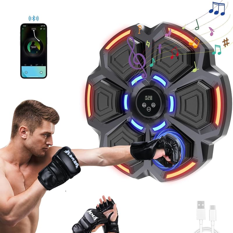 Bluetooth Music Punching Machine with Gloves - 9 Modes & Speeds
