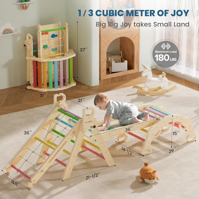 Rainbow Pikler Triangle Climbing Set for Toddlers - 2024 8-in-1