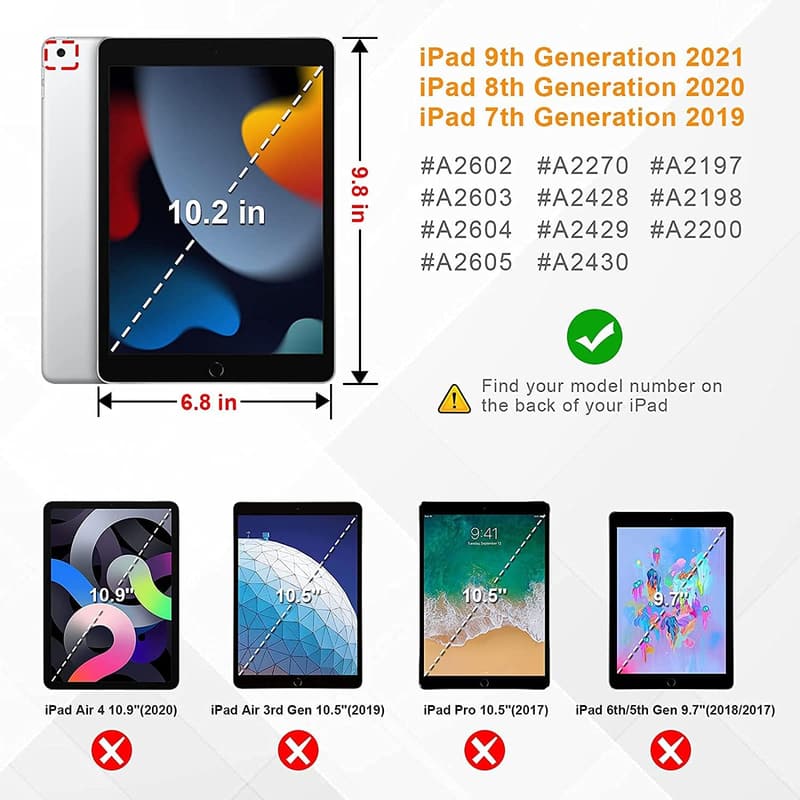 iPad 10.2 (9th/8th/7th Gen) Trifold Protective Case with Pencil Holder