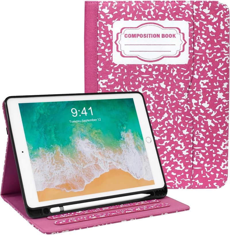 Leather iPad Case with Pencil Holder for 6th/5th Gen & Pro 9.7