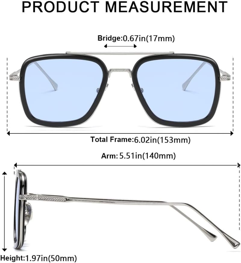 Vintage Square Metal Sunglasses for Men and Women