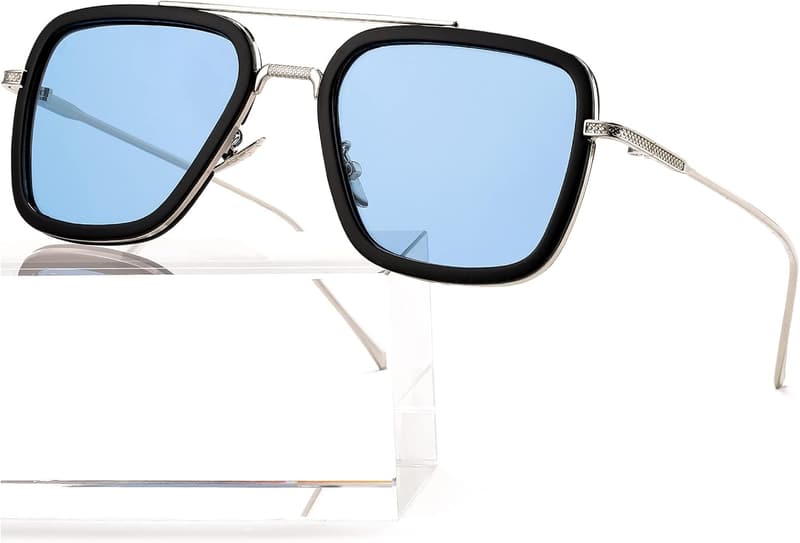 Tony Stark Vintage Square Metal Sunglasses for Men & Women