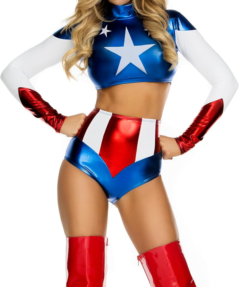 Star-Spangled Hero Women's Top and Shorts Set