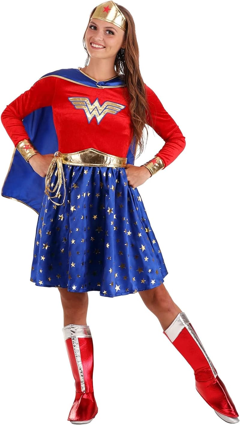 Halloween Wonder Woman Dress, Red White & Blue Superhero Outfit