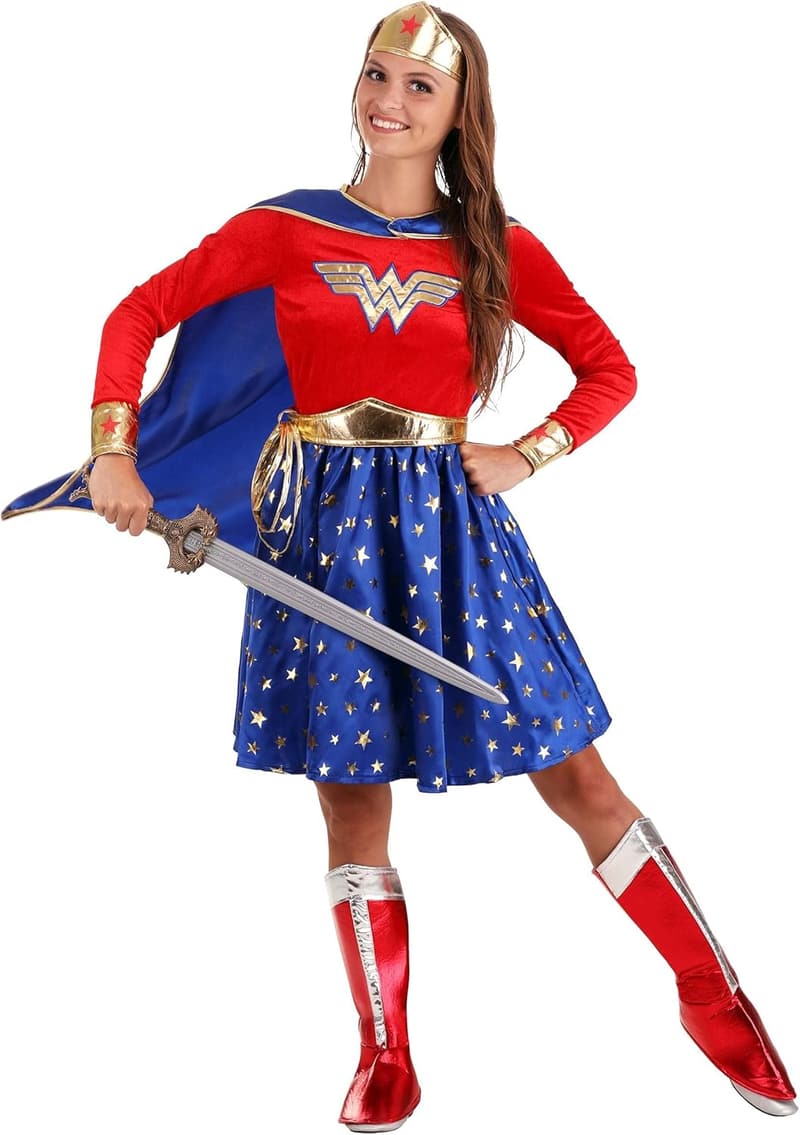 Halloween Wonder Woman Dress, Red White & Blue Superhero Outfit