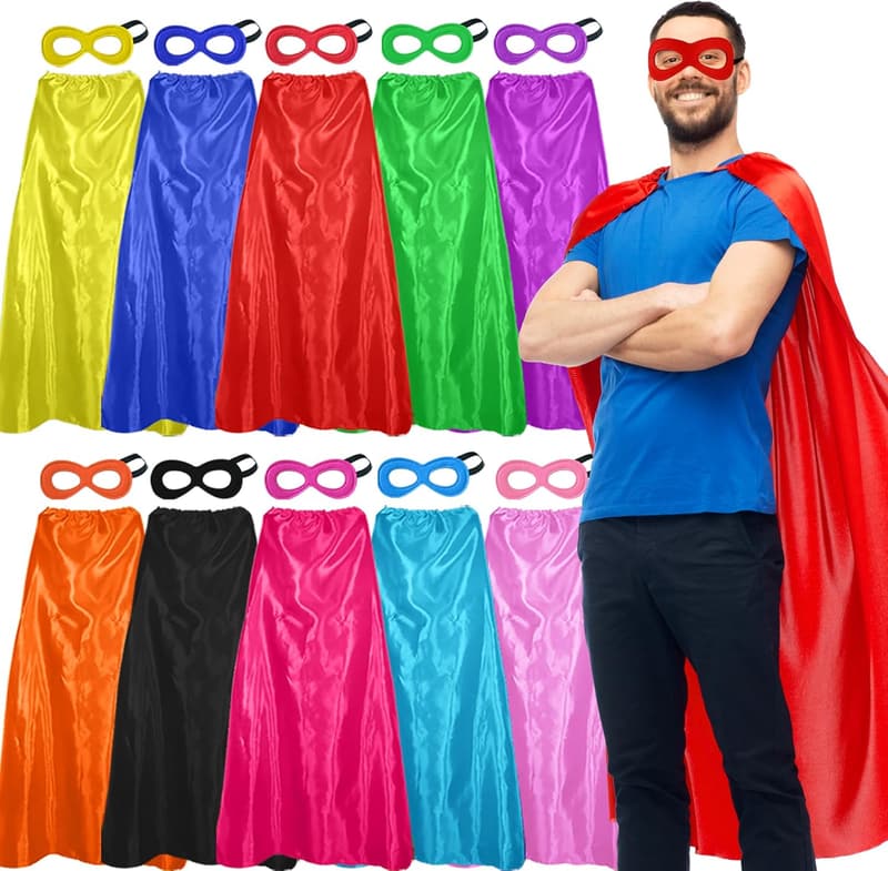Halloween Superhero Capes & Masks Set for Adults - 10 Pack