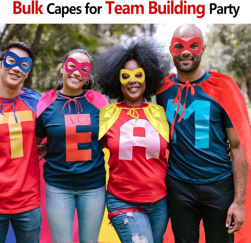 Halloween Superhero Capes & Masks Set for Adults - 10 Pack