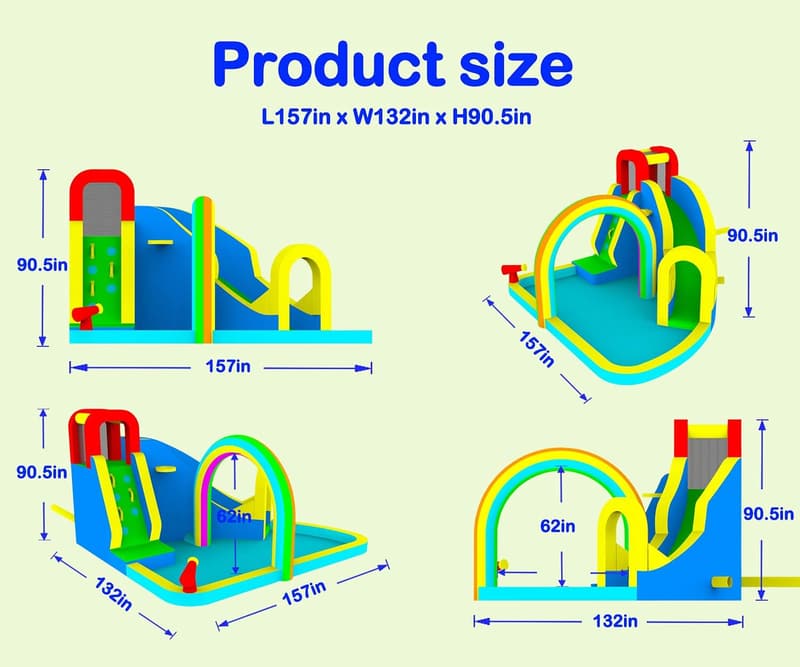 Kids Inflatable Water Slide Park with Climbing Wall and Splash Pool