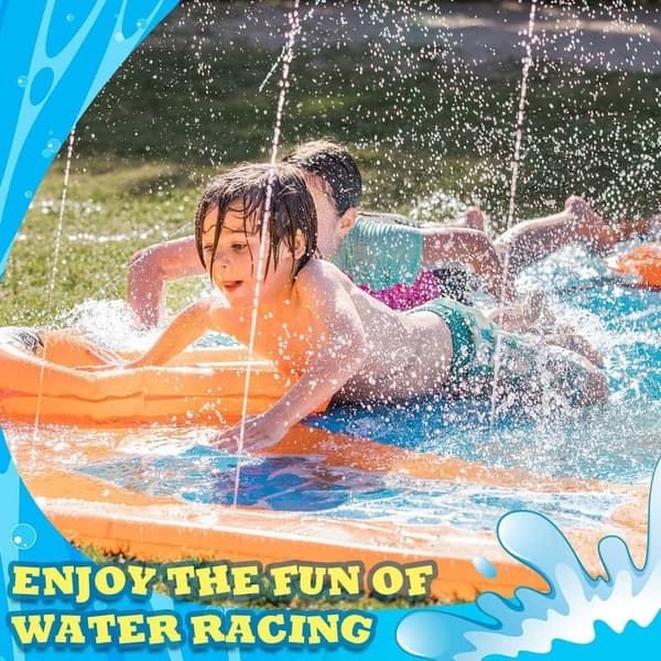 22ft Slip Water Slide with Sprinkler and 3 Racing Lanes for Kids