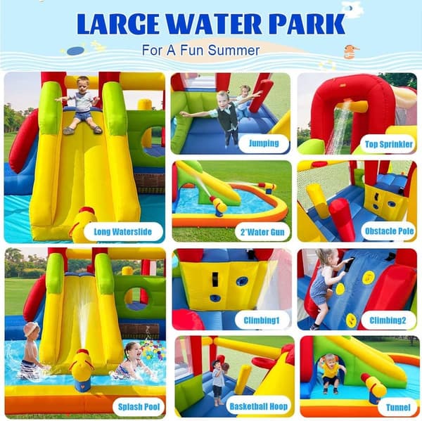 Kids' Bounce House Inflatable Water Slide with Splash Pool