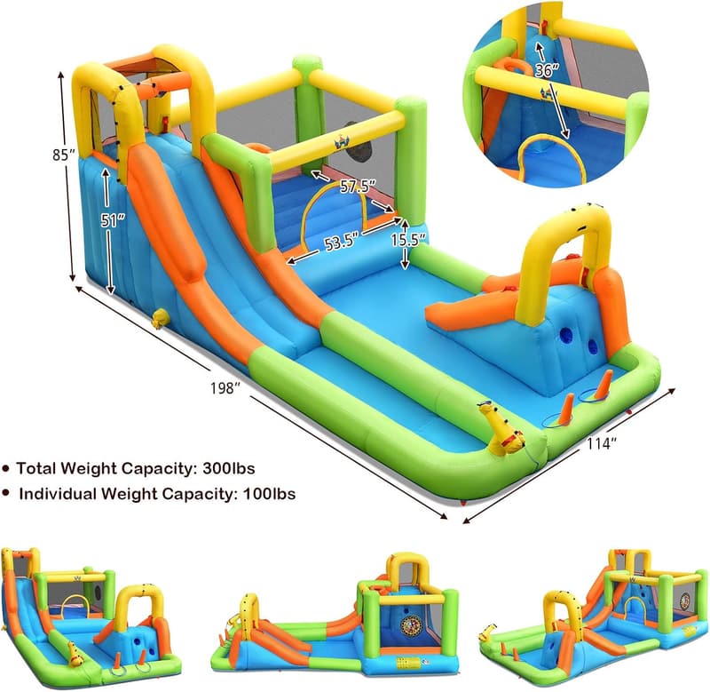 Kids 8-in-1 Inflatable Water Slide & Splash Pool for Parties