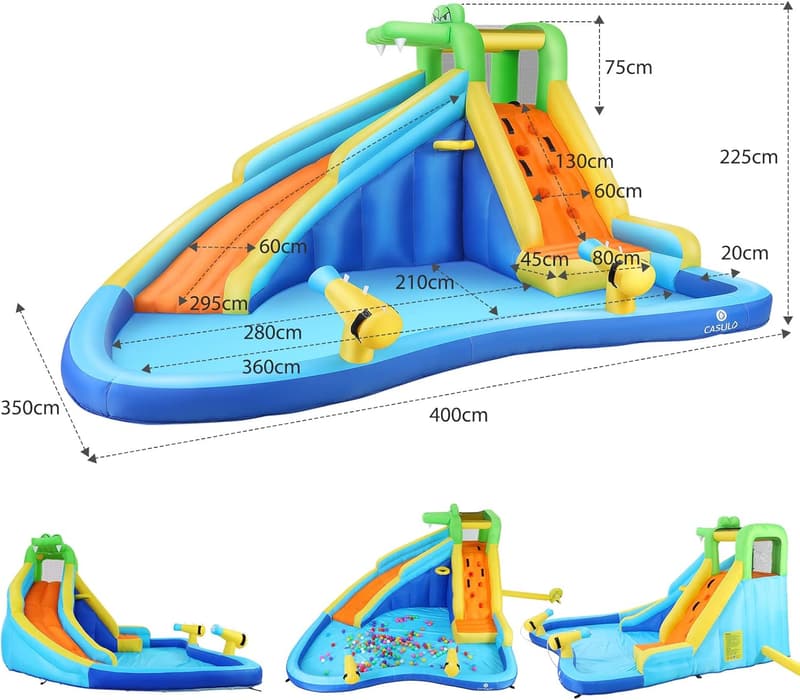 8-in-1 Inflatable Water Park with Climbing, Pool & Slides for Kids
