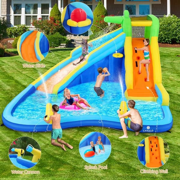 8-in-1 Inflatable Water Park with Climbing, Pool & Slides for Kids