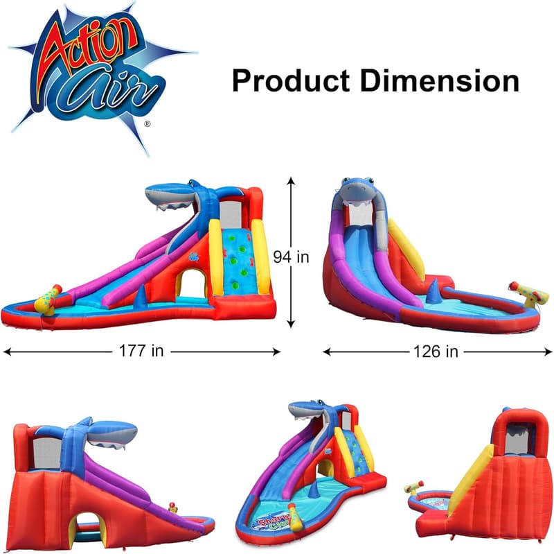 Red Shark Inflatable Water Slide & Bounce House for Kids