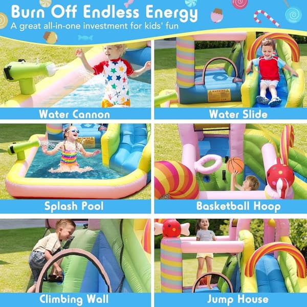 Sweet Candy 6-in-1 Inflatable Water Slide for Backyard Fun