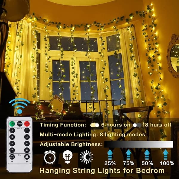 12-Pack LED Ivy Vine Lights with 240 Curtain Lights - 9.4FT
