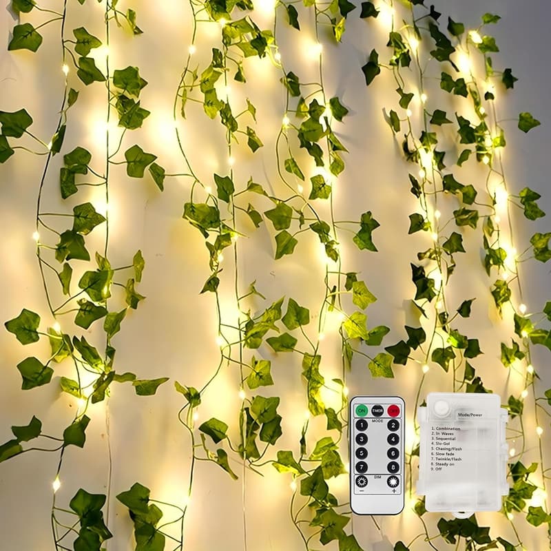 Battery Operated Ivy Fairy Lights with Remote - 33ft, 100 LED