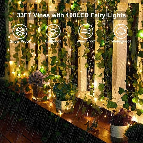 Battery Operated Ivy Fairy Lights with Remote - 33ft, 100 LED