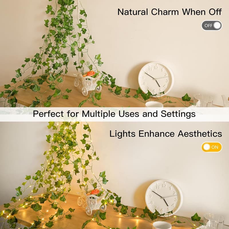 33ft Battery Operated Ivy String Lights with Remote - 100 LEDs