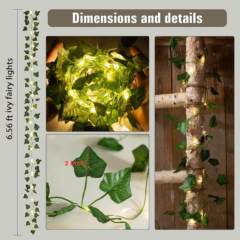 Battery Operated Ivy Vine String Lights with 40 LEDs - 2 Pack