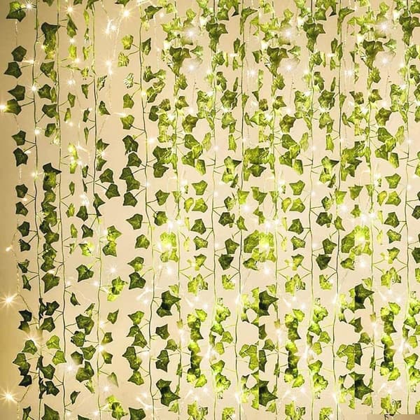 Artificial Ivy Garland with LED String Lights - 84Ft, 12 Pack