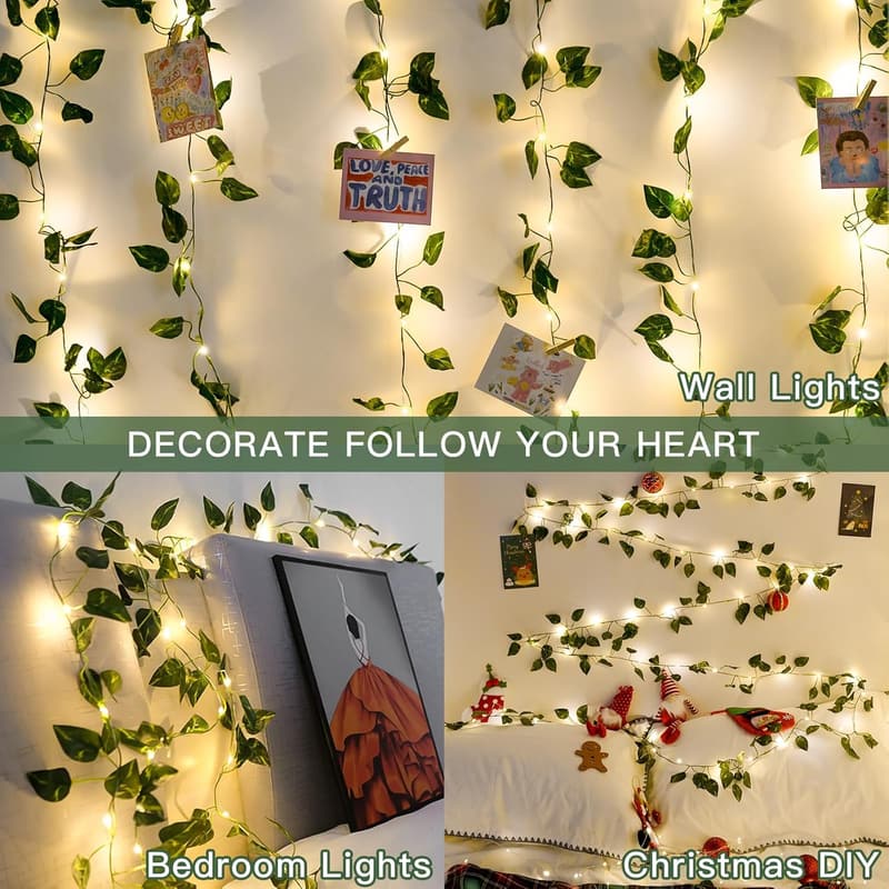 33ft LED Pothos String Lights with Remote - Fairy Light Decor