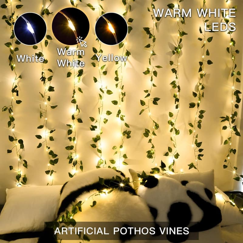 33ft LED Pothos String Lights with Remote - Fairy Light Decor
