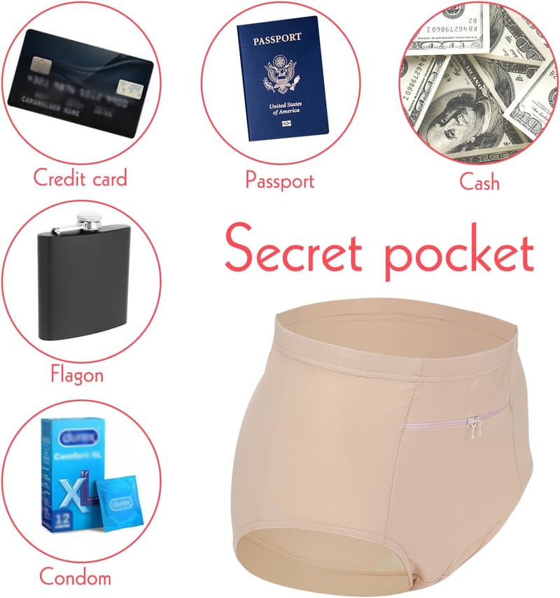 Travel Underwear for Women with Secret Pocket - 2 Pack