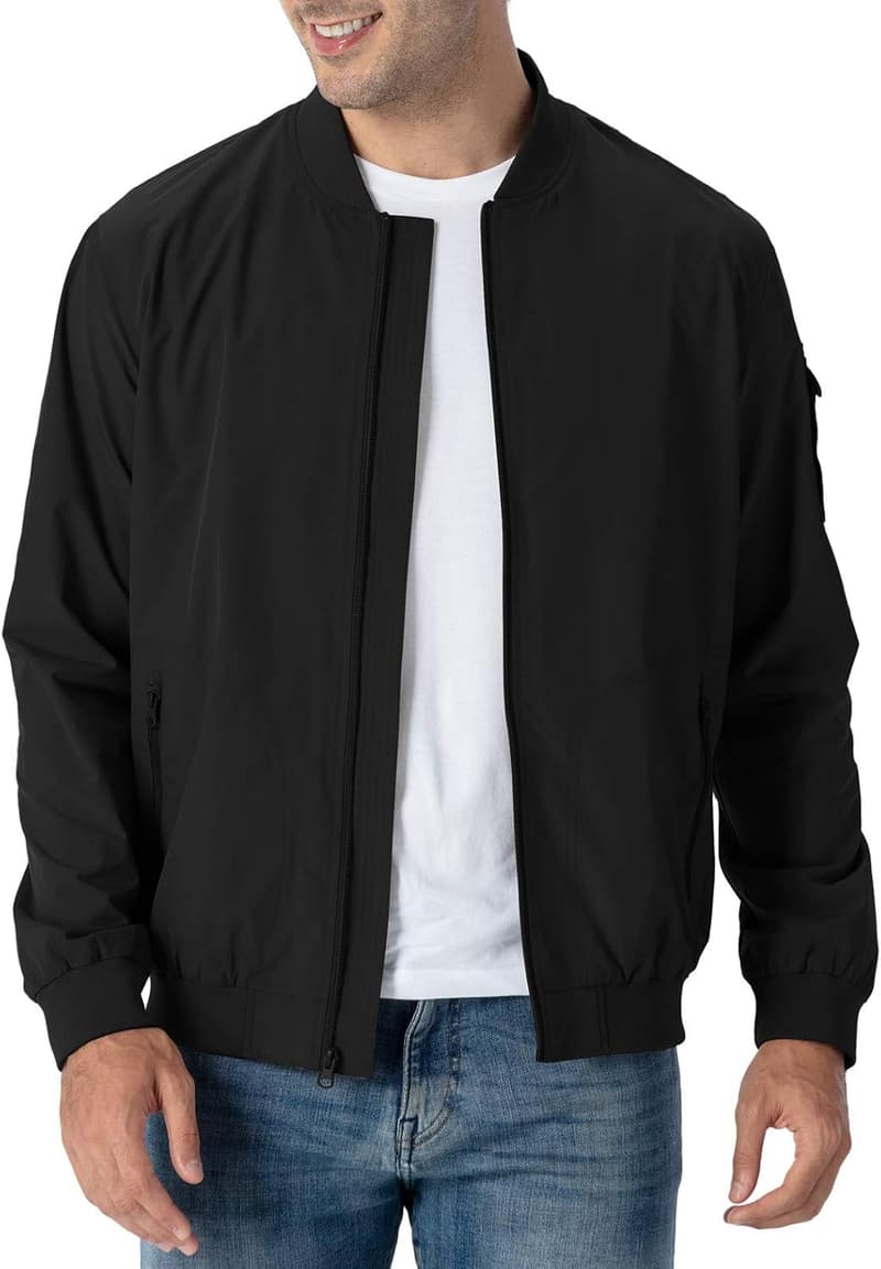 Men's Lightweight Casual Bomber Windbreaker Jacket
