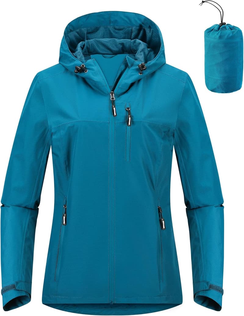 Women's Packable Waterproof Rain Jacket for Outdoor Cycling