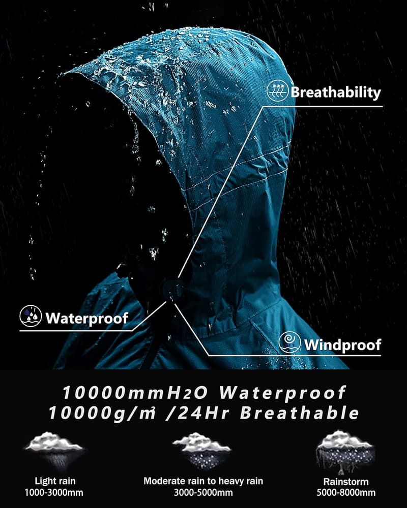 Women's Packable Waterproof Rain Jacket for Outdoor Cycling