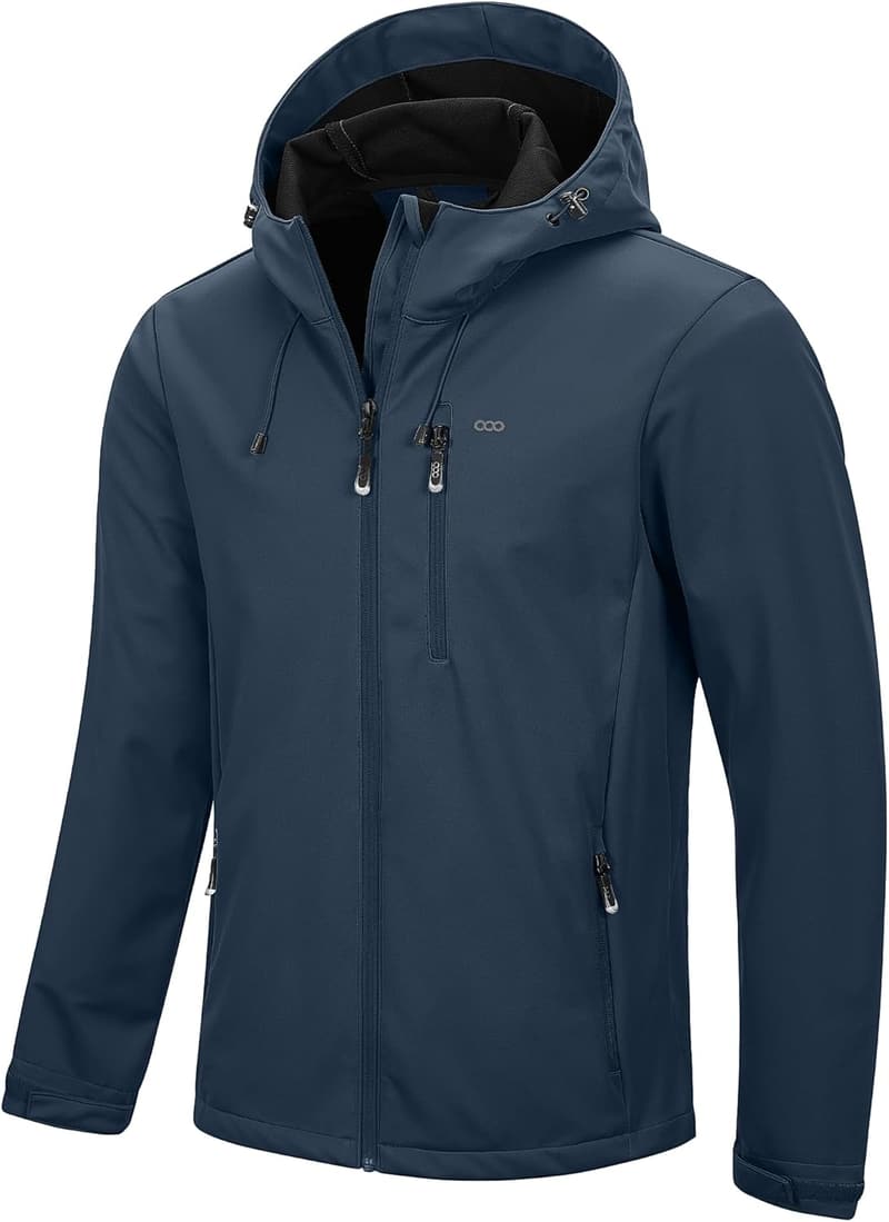 Men's Waterproof Softshell Jacket with Hood for Hiking