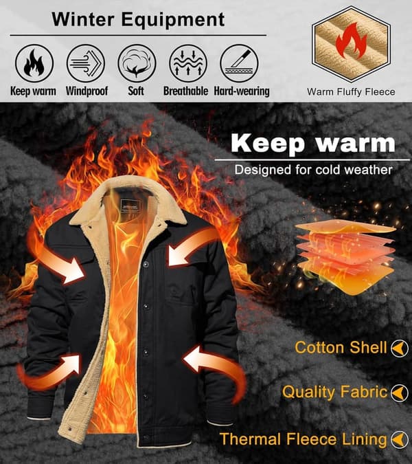 Men's Warm Fleece-Lined Winter Jacket