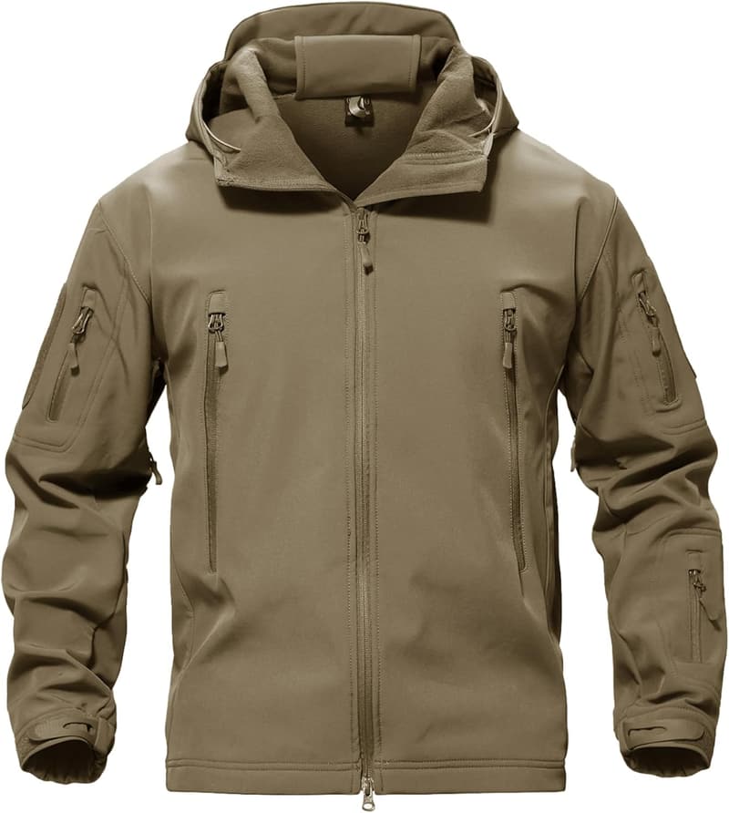 Men's Tactical Rain Jacket - Warm Fleece Softshell Hoodie