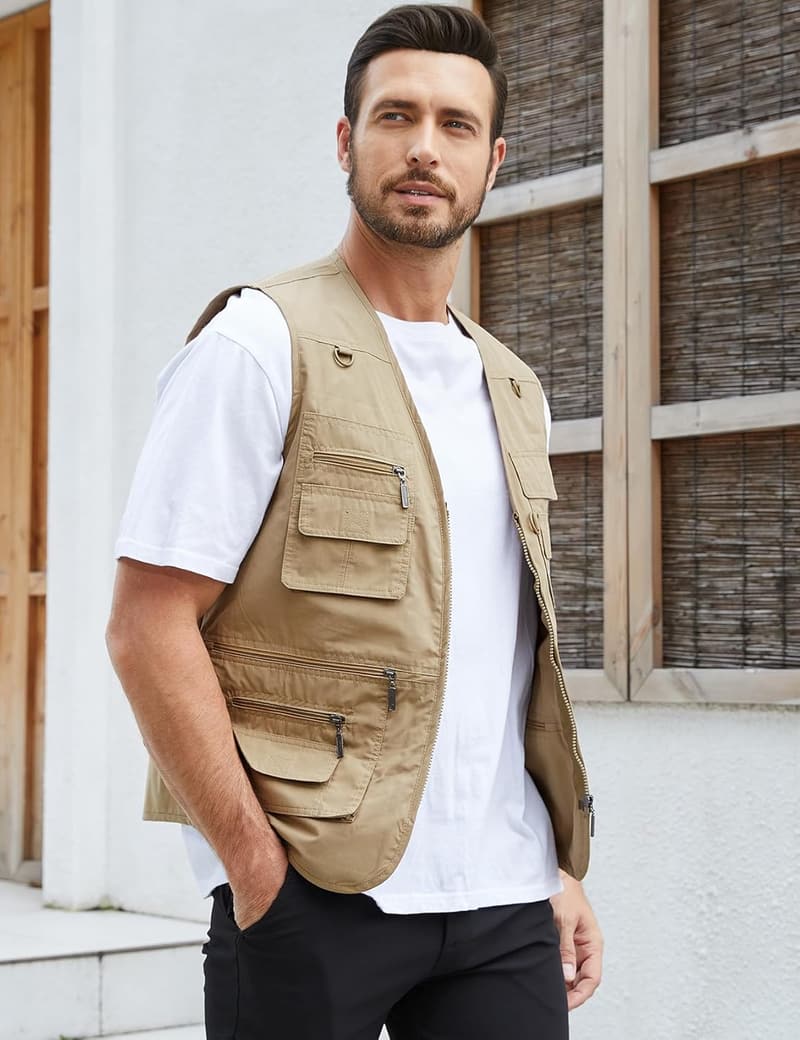 Men's Fishing and Safari Utility Vest with Pockets