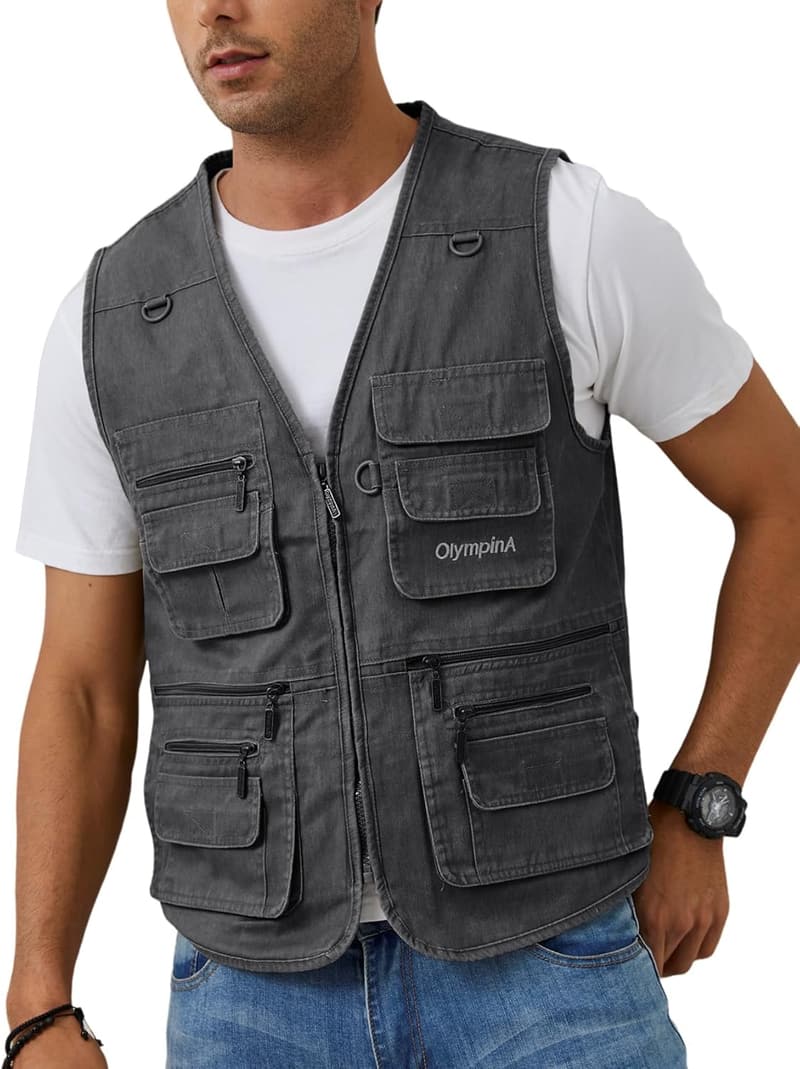 Men's Utility Fishing Vest with Multi Pockets for Outdoor Travel