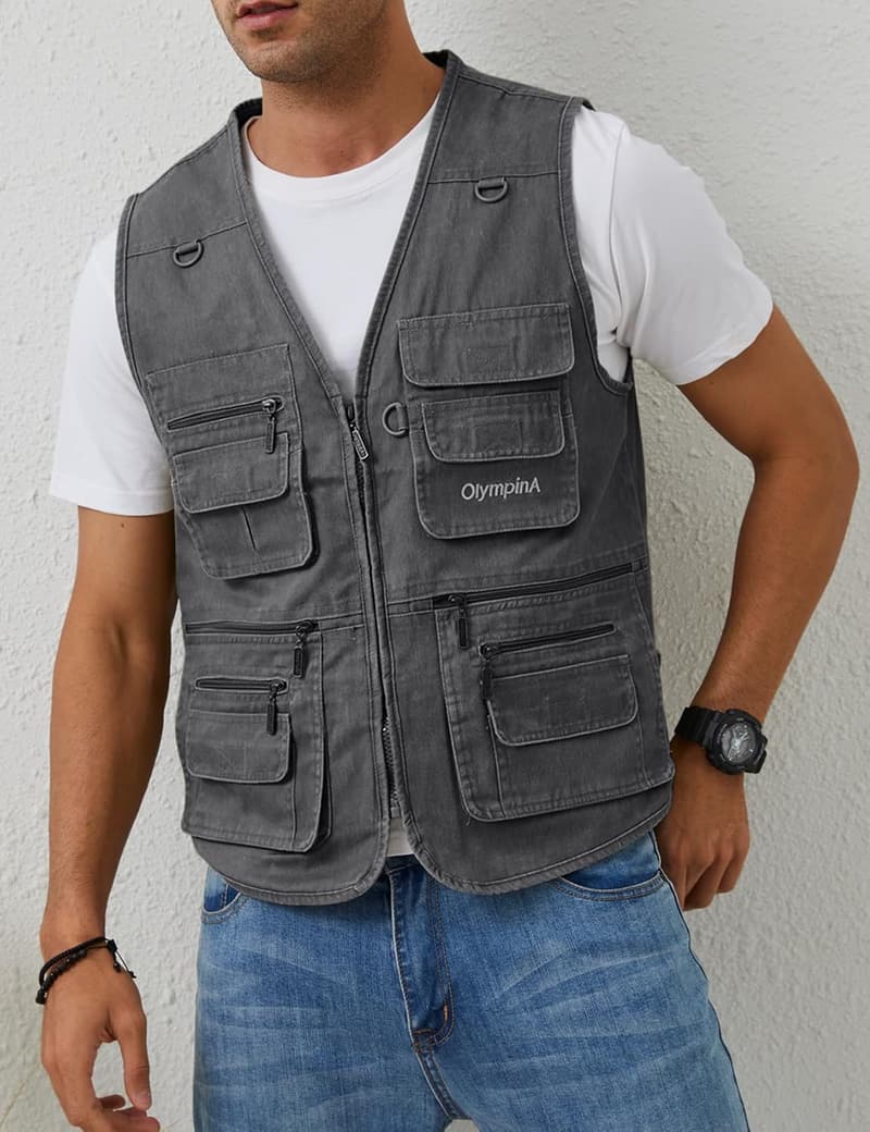 Men's Utility Fishing Vest with Multi Pockets for Outdoor Travel