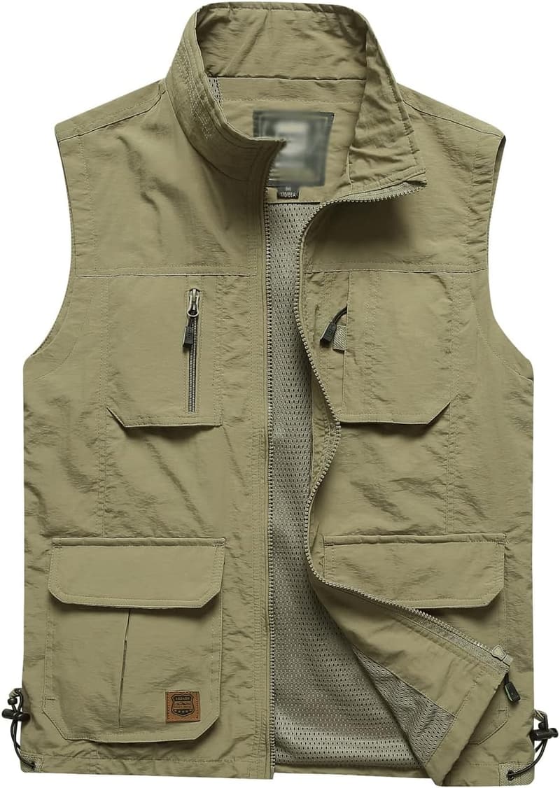 Men's Quick-Dry Reversible Fishing Vest with Multi Pockets