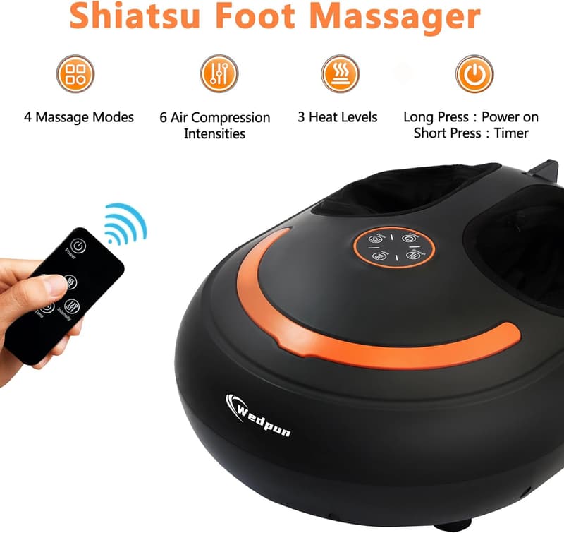 Shiatsu Foot Massager with Heat – Electric Kneading Relief for Home