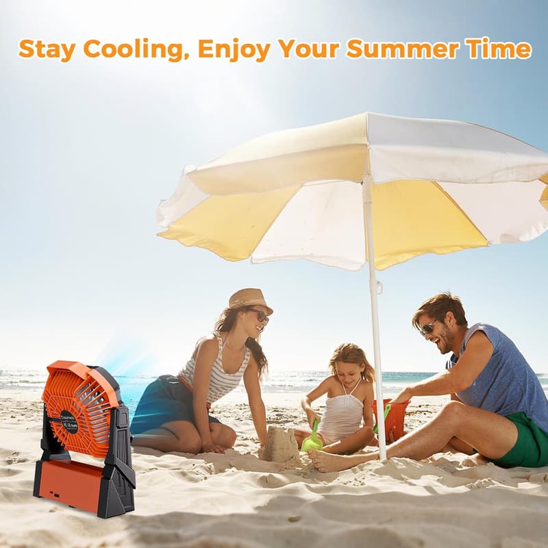 Rechargeable Camping Fan with Lights, 20000mAh, 4 Speed
