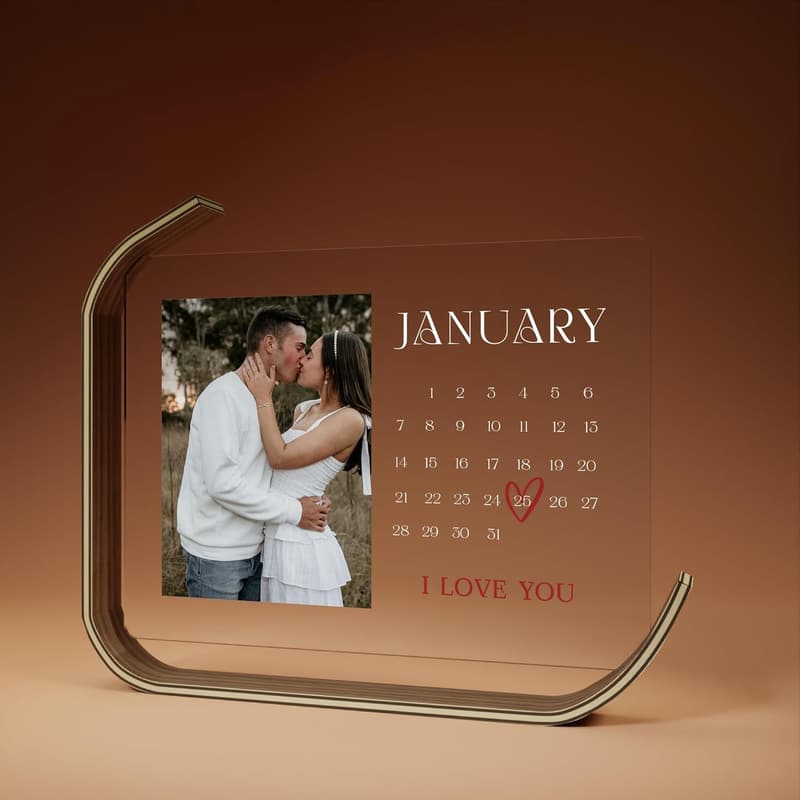 Personalized Acrylic Plaque with LED Lights for Couples