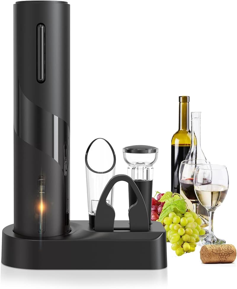 4-in-1 Electric Wine Opener Set with Corkscrew & Accessories