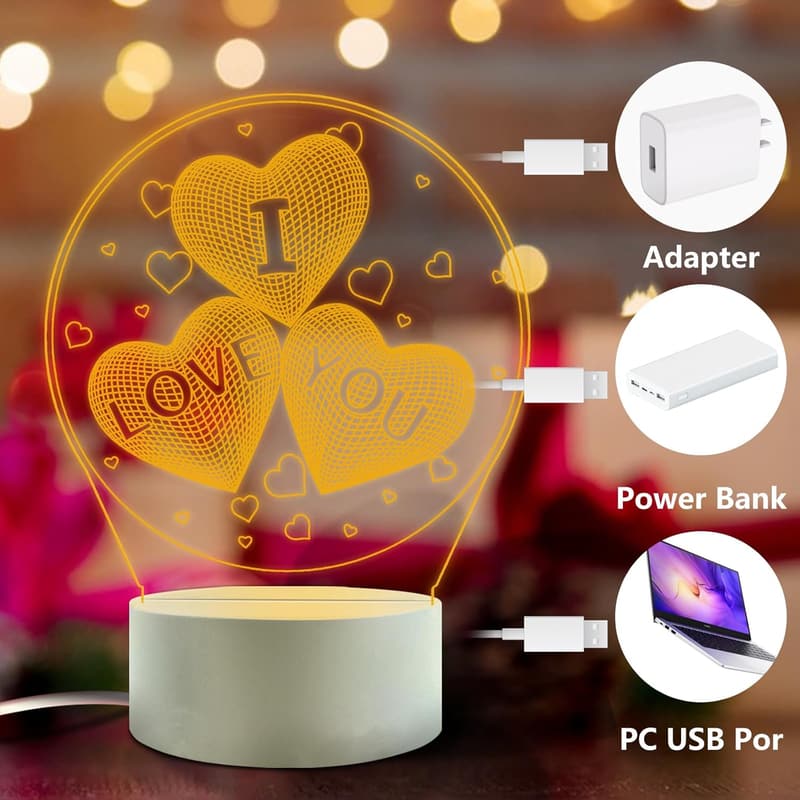 3D Illusion Night Lamp for Girlfriend