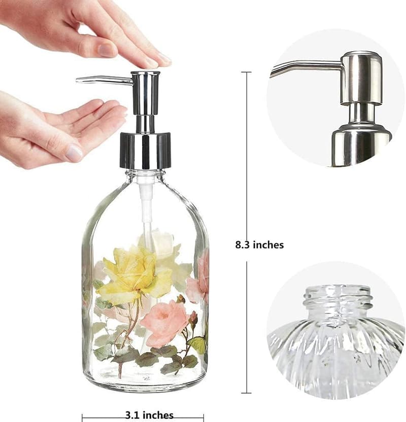 Refillable Glass Soap Dispenser Bottle for Bathroom & Kitchen