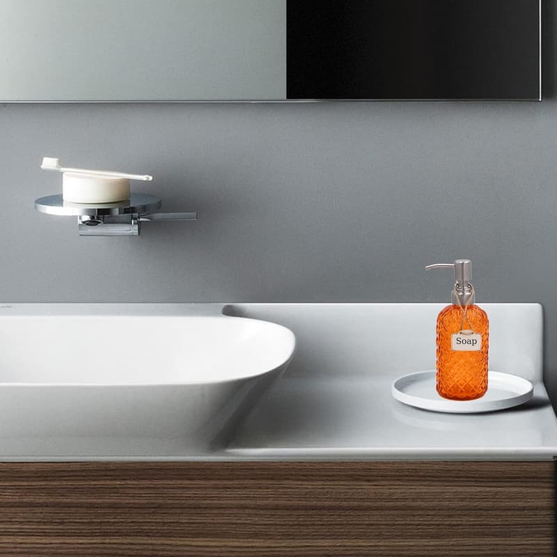 16 oz Diamond Glass Soap Dispenser with Stainless Steel Pump